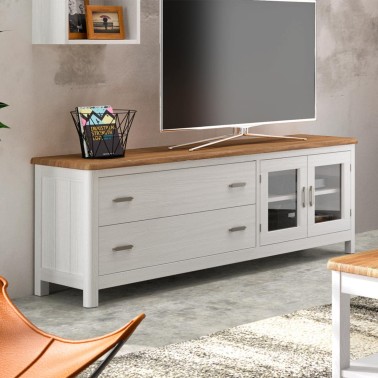 MUEBLE TV RUSTICO CERDEÑA CON 2 CAJONES Y 2 PUERTAS