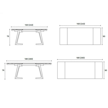 NACHER - MESA DE COMEDOR MODERNA EXTENSIBLE NIL