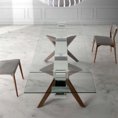 Mesa de comedor extensible de cristal