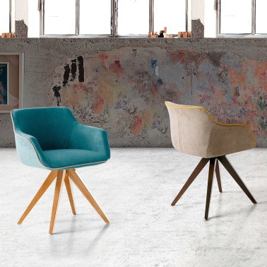 SILLA DE COMEDOR TAPIZADA CON BRAZOS JAX PATAS TRIPODE