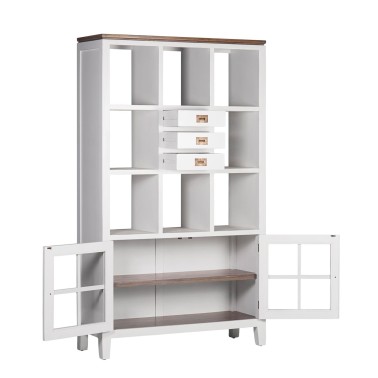 LIBRERIA COLONIAL BLANCO EVEREST CON 3 CAJONES 2 PUERTAS 8 HUECO