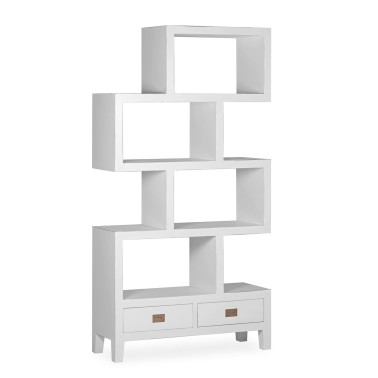 LIBRERIA COLONIAL IRREGULAR BLANCA EVEREST CON 2 CAJONES 4 HUECO