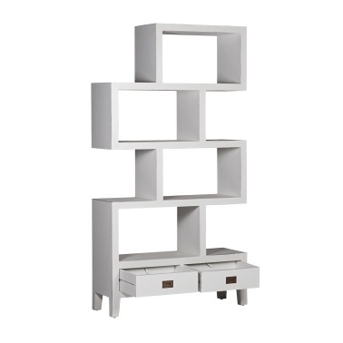 LIBRERIA COLONIAL IRREGULAR BLANCA EVEREST CON 2 CAJONES 4 HUECO