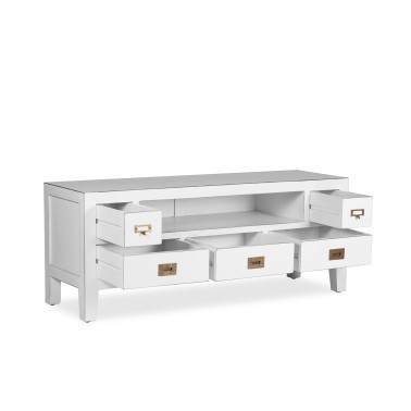 MUEBLE TV COLONIAL BLANCO EVEREST CON 3 CAJONES Y 1 HUECO