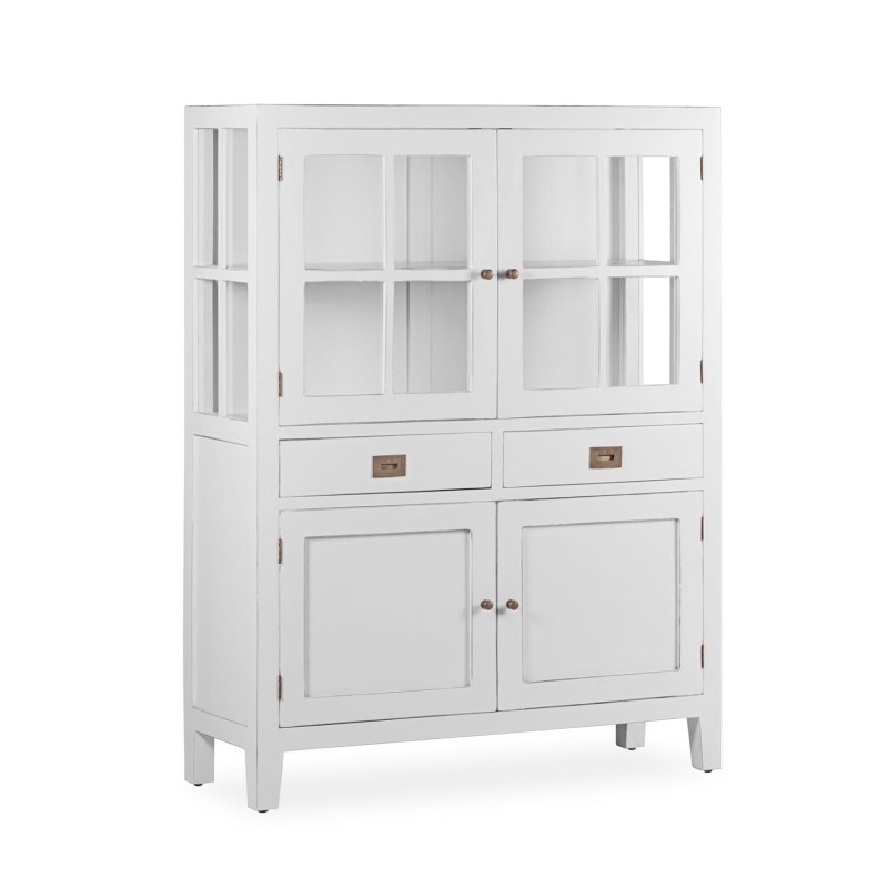 VITRINA BLANCA DE ESTILO COLONIAL EVEREST 2 CAJONES 4 PUERTAS 2 ESTANTES