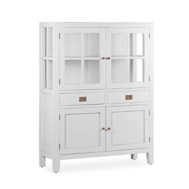 VITRINA BLANCA DE ESTILO COLONIAL EVEREST 2 CAJONES 4 PUERTAS 2 ESTANTES