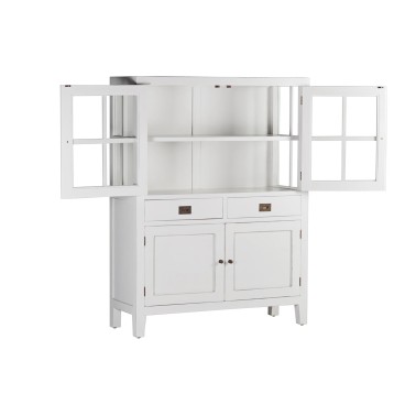 VITRINA BLANCA DE ESTILO COLONIAL EVEREST 2 CAJONES 4 PUERTAS 2 ESTANTES