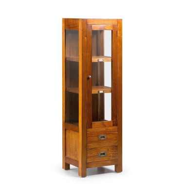 VITRINA ESTRECHA CON 2 CAJONES 1 PUERTA 2 ESTANTES COLONIAL STAR