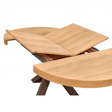 mesa redonda extensible en madera de roble