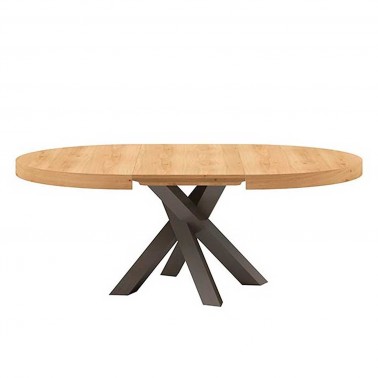 mesa redonda extensible en madera de roble