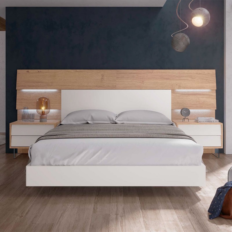 Dormitorio incluye: cabecero para cama 135 o 150 cm, 2 mesillas de 3 cajones  y bañera para cama