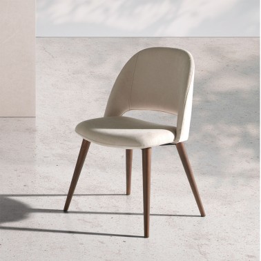 Silla de comedor Cassia A tapizada con patas en madera de fresno