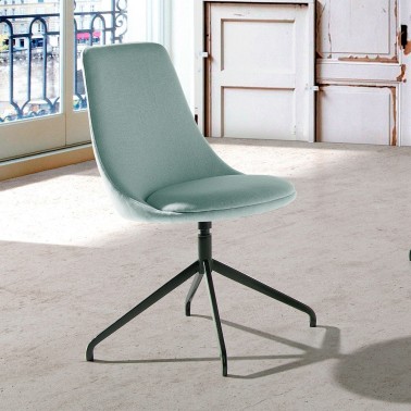 Silla de comedor tapizada con pata metalicas centrales