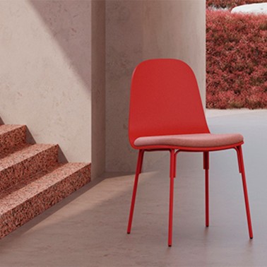 SILLA GALET  DE MOBLIBERICA CARCASA MADERA, ASIENTO TAPIZADO Y PATA METAL