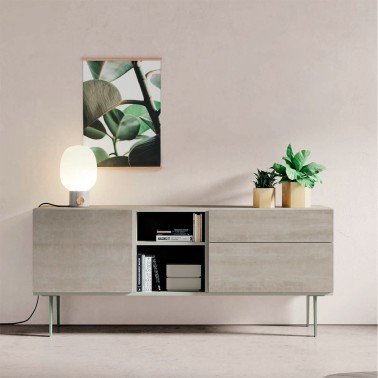 APARADOR CON TAPA Y FRENTES DE PORCELANICO - VIVE MUEBLES