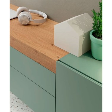 APARADOR SUSPENDIDO PUERTAS LACADAS Y TAPA MADERA VIVE MUEBLES