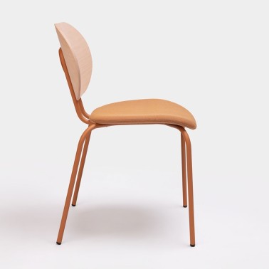 SILLA HARI CON ASIENTO TAPIZADO Y RESPALDO MADERA MADE IN ONDARRETA