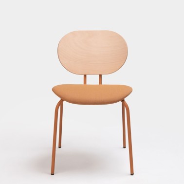 SILLA HARI CON ASIENTO TAPIZADO Y RESPALDO MADERA MADE IN ONDARRETA