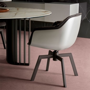 SILLA LAP CARCASA LACADA Y TAPIZADA Y PIE CENTRAL METALICO BY DRESSY