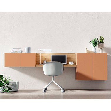 ZONA DE TRABAJO CON ESCRITORIO Y ALMACENAMIENTO COLGADO