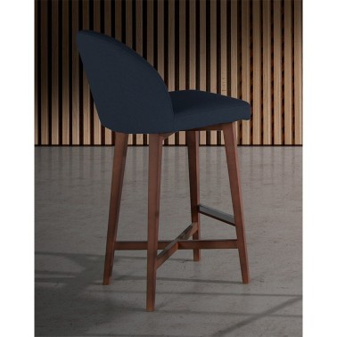 TABURETE ALTO TAPIZADO EDA B CON PATAS DE MADERA