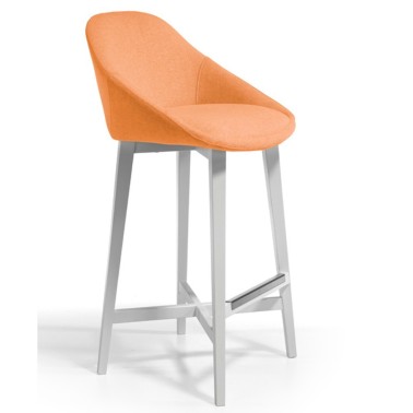 Taburete alto tapizado Chiara con patas de madera