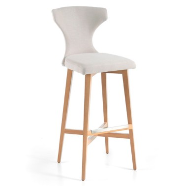 Taburete alto tapizado Sophie con patas de madera
