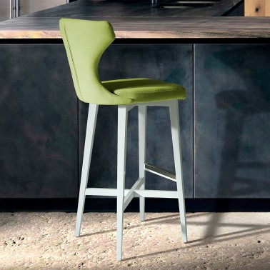 TABURETE ALTO TAPIZADO SPHIE CON PATAS DE MADERA