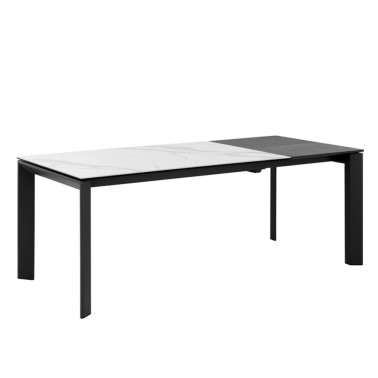 MESA COMEDOR EXTENSIBLE TAPA PORCELANICO CRETA PATAS ANTRACITA