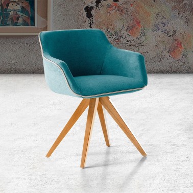 NACHER - SILLA DE COMEDOR TAPIZADA CON BRAZOS JAX CON PATAS DE TRIPODE