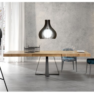 Mesa de comedor extensible con pie central