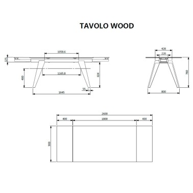 Mesa de comedor cristal extensible TAVOLO WOOD