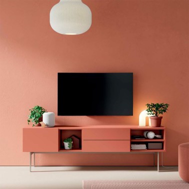 Mueble de Tv 180 cm lacado terracota - COMPACT