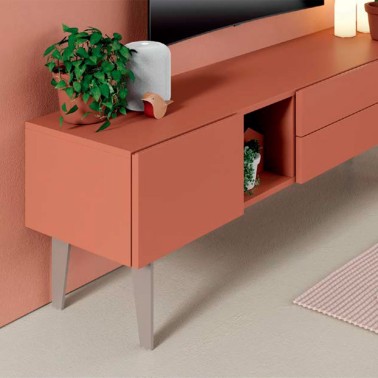 Mueble de Tv 180 cm lacado terracota - COMPACT 03