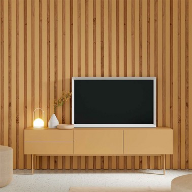 Mueble de TV en módulo con estantes y panel para comedor fabricado con  melamina en color