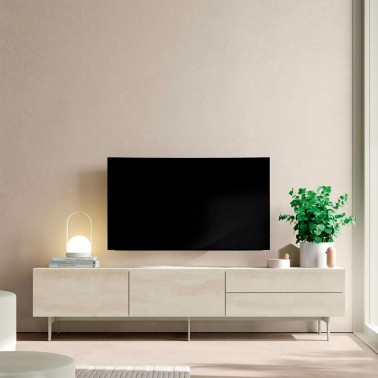 MUEBLE DE TV 195 CM CON 2 PUERTAS Y 2 CAJONES FRENTE PORCELANICO