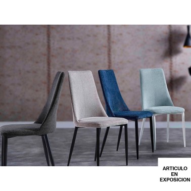 Silla comedor tapiazada tela Belfast con patas metalicas LETI