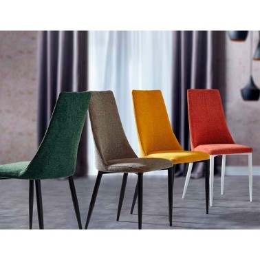 Silla comedor tapiazada tela Belfast con patas metalicas LETI