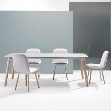 MESA DE COMEDOR FIJA EN PORCELANICO KOLN MADERA BY MOBLIBERICA