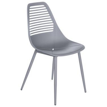 Silla de cocina en polipropileno de colores y patas metalicas en el mismo color