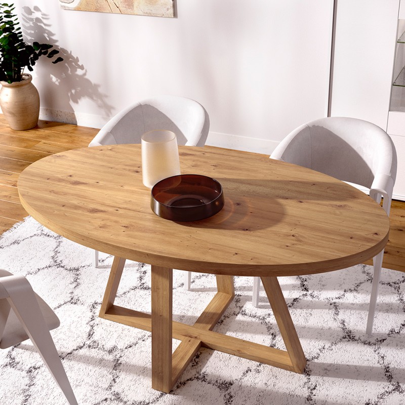 Mesa de comedor redonda de diseño moderno ADARA madera diferentes tamaños y  acabados
