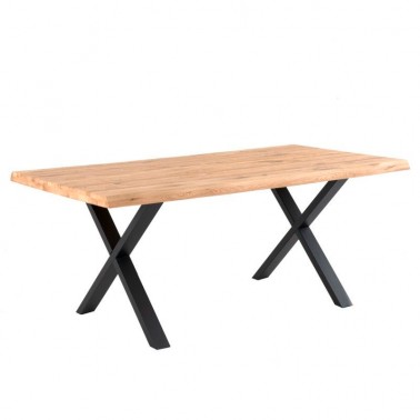 Mesa de comedor en madera de roble y patas de hierro 140x90