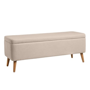 Banqueta tapizada en color beige con asiento elevabke