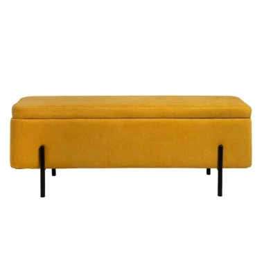 Banqueta tapizada mostaza patas metal negro VIENA
