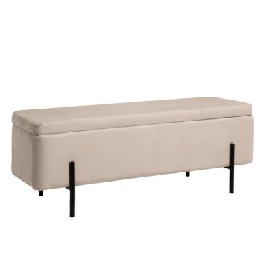 Banqueta tapizada beige patas metal negro VIENA