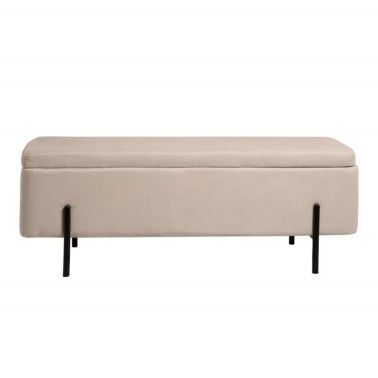 Banqueta tapizada beige patas metal negro VIENA