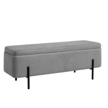 Banqueta tapizada gris patas metal negro VIENA