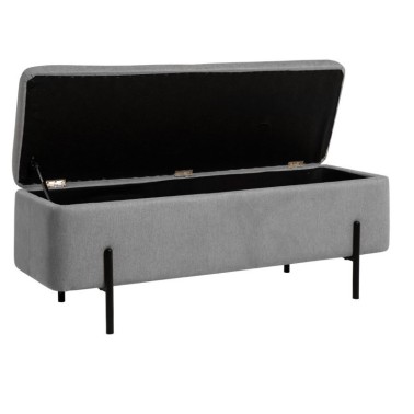 Banqueta tapizada gris patas metal negro VIENA
