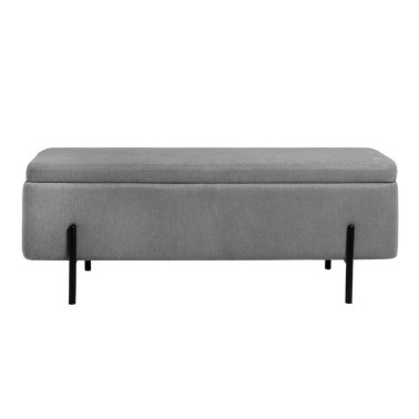 Banqueta tapizada gris patas metal negro VIENA