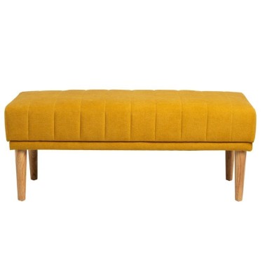 Banqueta tapizada mostaza patas de madera BARI
